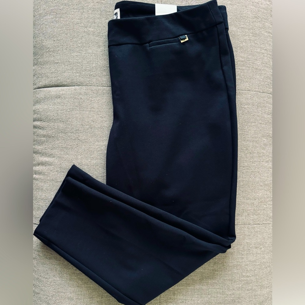 Plus Size 2X Anne Klein Slim Ankle Pant Elastic Waist Pull On Black Womens XXL